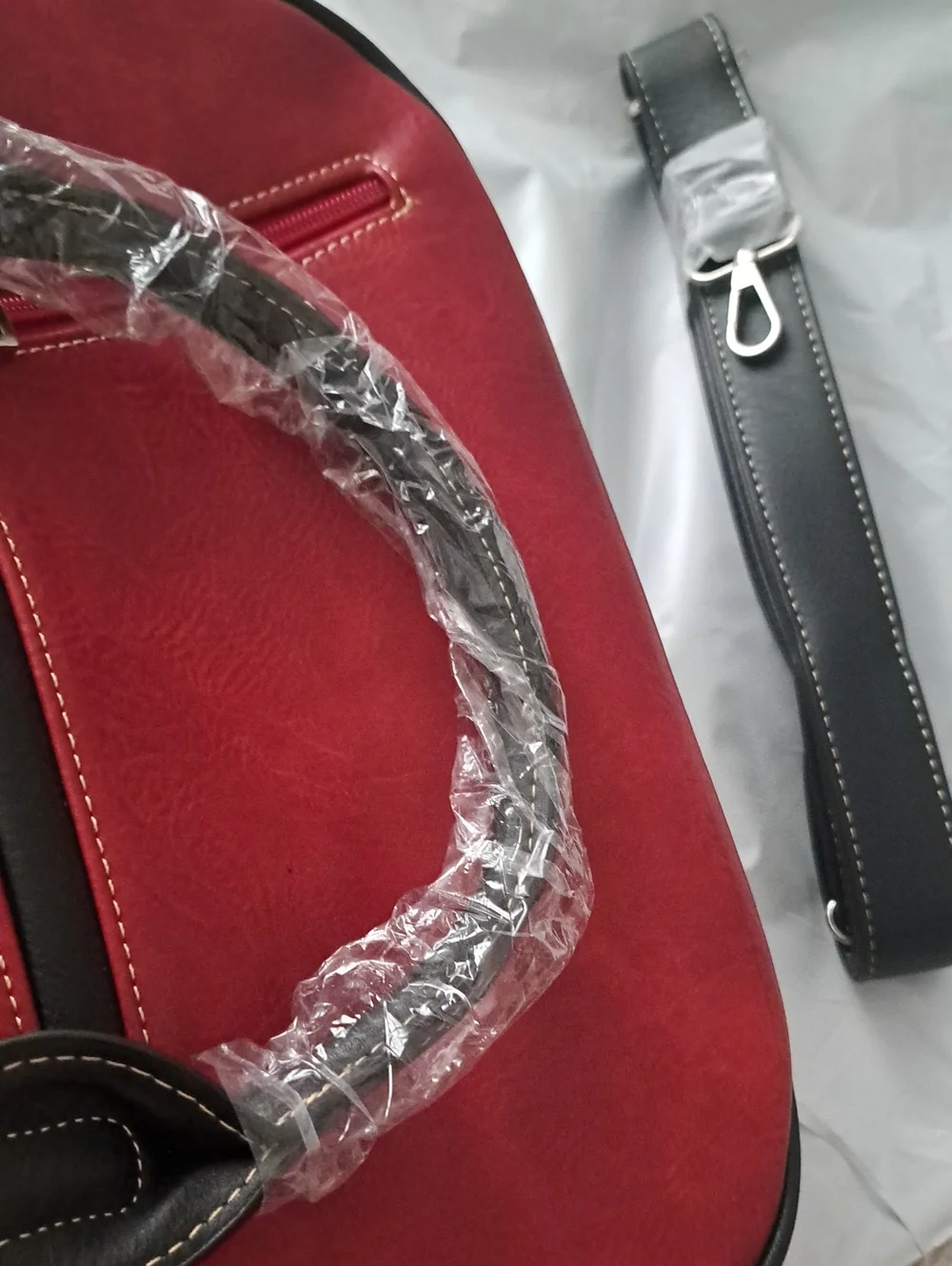 Red Embroidered Turquoise Accent Satchel Handbag